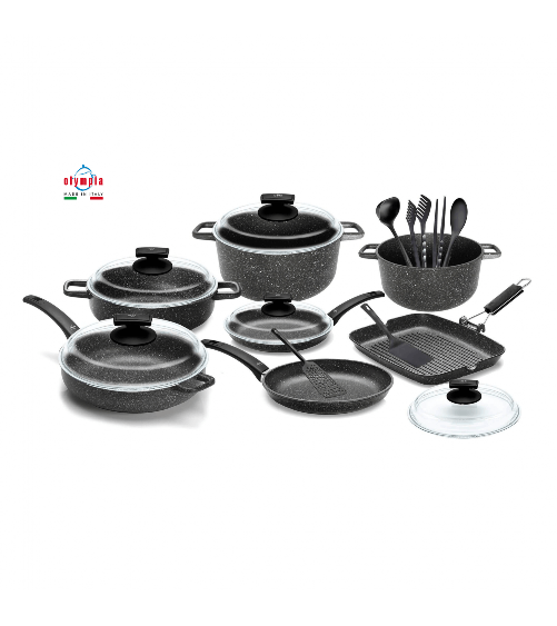 Batteria Pentolame in Alluminio Pressofuso Antiaderente - Set 18 pz