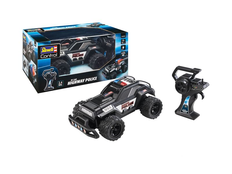 Revell-Highway-Police-Schwarz-RC-Modellauto-Elektro-Einsatzfahrzeug-RtR-24-GHz--24455-