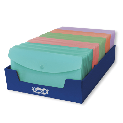 FAVORIT Buste con bottone PPL PASTEL Formato 9,9x21cmcolori ass. Favorit