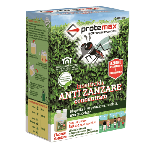 Insetticida Anti Zanzare Concentrato Anti Mosca Zecca Pulce Protemax 100ml 150mq
