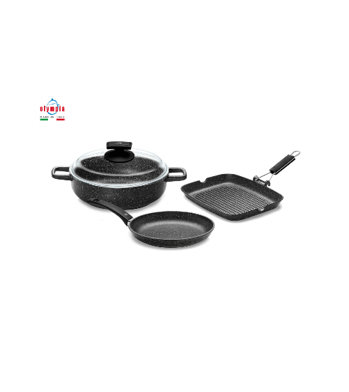 Set 4 pz Batteria Pentolame Alluminio Pressofuso - Olympia