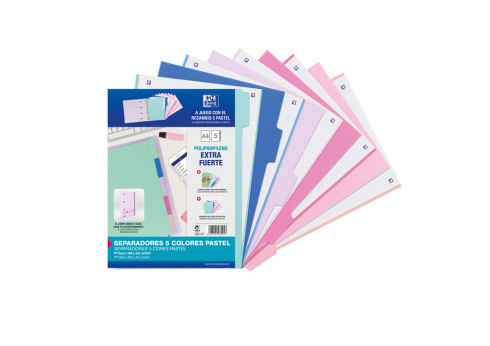 Divisori-A4-Oxford-Strongline-5-Posizioni---Plastica-Opaca-Resistente---4-Fori-per-un-Facile-Posizionamento---Spessore-5