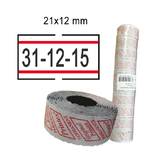 PRINTEX Rotolo da 1000 etichette per Printex Smart - 21x12 mm - adesivo removibile - bianco con righe rosse - Pack 10 rotoli