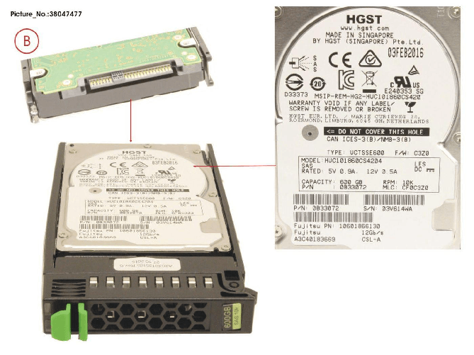 CoreParts AHDD088 disco rigido interno 2.5 600 GB SATA (600GB 2,5 SATA 10K RPM - for Primergy RX300 S8, - Warranty: 6M)