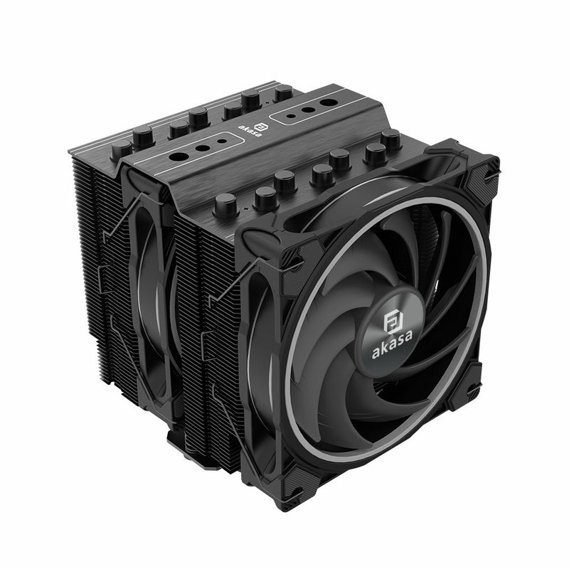 Akasa-SOHO-H7-Processore-Raffreddatore-d-aria-12-cm-Nero-1-pz--Akasa-Soho-H7-ARGB-CPU-Cooler-Black-2x-120mm-PWM-Fan-D