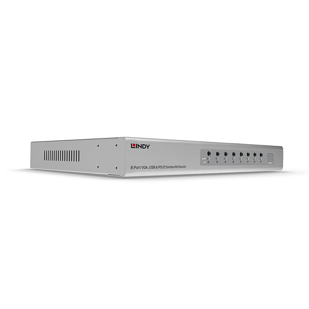 Lindy 39526 switch per keyboard-video-mouse [kvm] Montaggio rack Argento (8 Port Vga, Usb & Ps/2 Combo - Kvm Switch - Wa