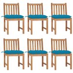 Sedie-da-Giardino-6-pz-con-Cuscini-in-Legno-Massello-di-Teak