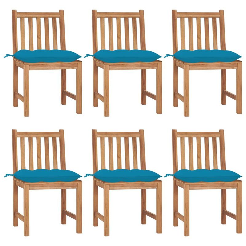Sedie-da-Giardino-6-pz-con-Cuscini-in-Legno-Massello-di-Teak