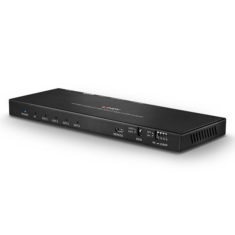 SPLITTER-HDMI-LINDY-18G-con-Audio-e-Downscaling-4-Porte---Supporta-risoluzioni-fino-a-4K-60Hz-4-4-4---38231