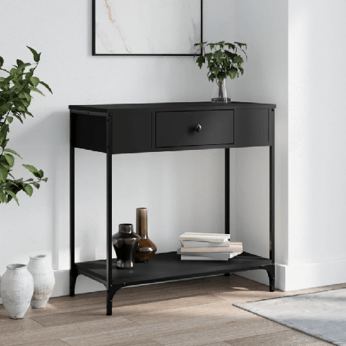 vidaXL-Tavolino-Consolle-Nero-75x345x75-cm-in-Legno-Multistrato