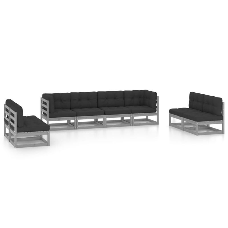 vidaXL-Set-Divani-da-Giardino-8-pz-con-Cuscini-Legno-Massello-Pino
