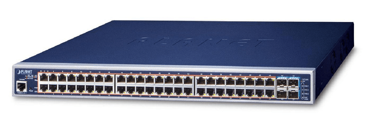 PLANET GS-5220-48P4X switch di rete Gestito L3 Gigabit Ethernet (10/100/1000) Supporto Power over Ethernet (PoE) 1U Blu