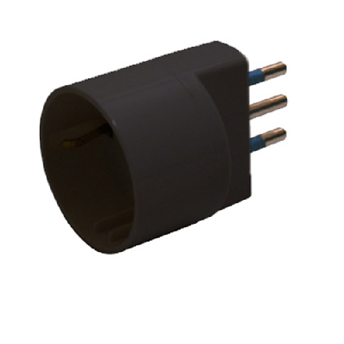 MKC ADATTATORE SEMPLICE NERO CON SPINA 2P+T 10A - PRESA SCHUKO 10A