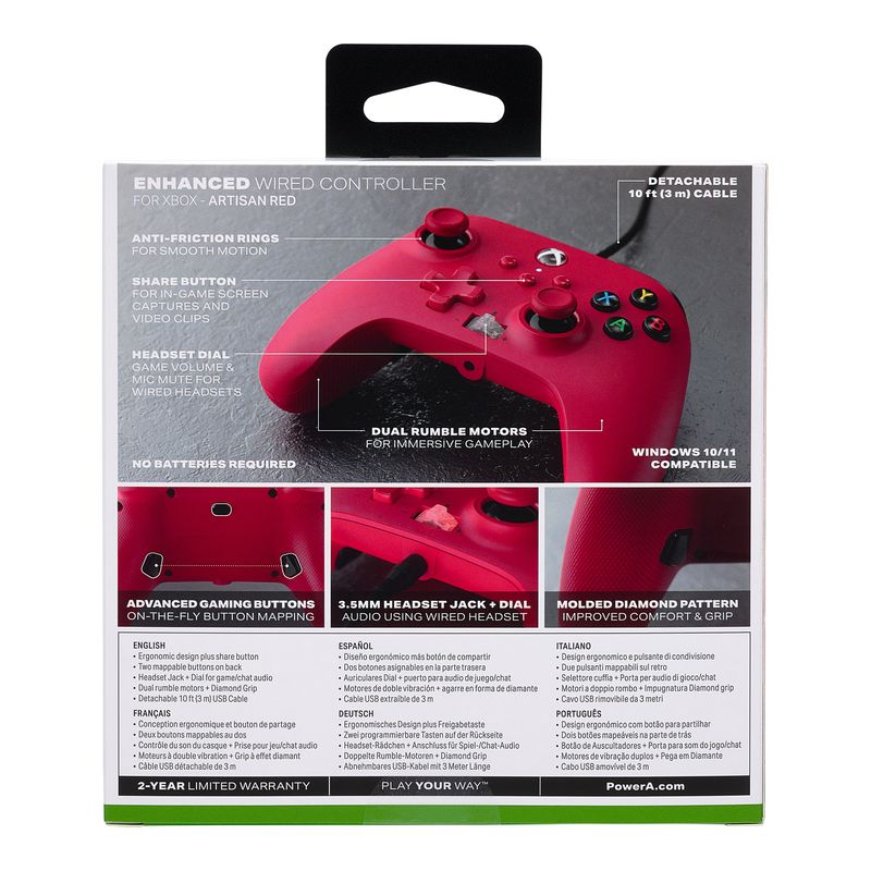 Controller-cablato-migliorato-PowerA-per-Xbox-Series-XS--Artisan-Red-ufficialmente-autorizzato-