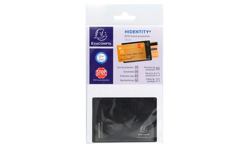EXACOMPTA-HIDENTITY--Duo-85x60mm-per-bancomat--carta-di-credito-NERO-Exacompta