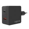 Adattatore-presa-USBC-PD-USB-LogiL-1x-USBC-PD-USBA-QC-18W-nero