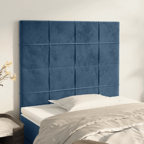 Testiera-2-pz-Blu-Scuro-80x5x78-88-cm-in-Velluto