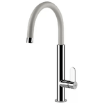 Elleci Dove Plus MVKDOP96 Miscelatore monocomando con doccetta estraibile Vitrotek Acciaio-Bianco