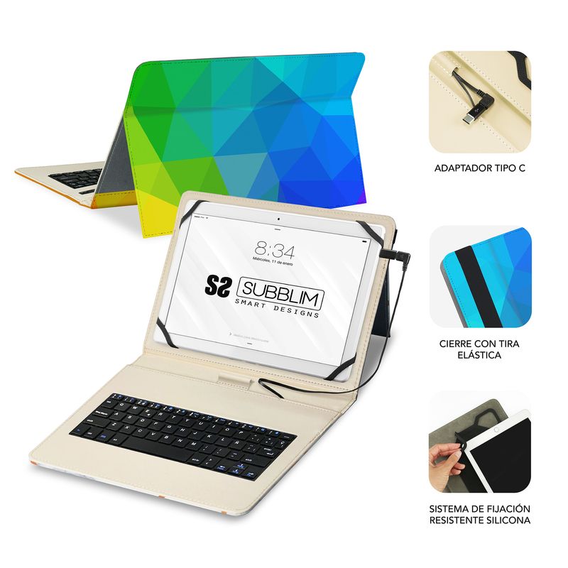 Subblim-Funda-para-Tablets-Android-con-Teclado-de-Cubierta-Duradera---Teclado-Integrado-en-Español---Teclas-Grandes-y-Es