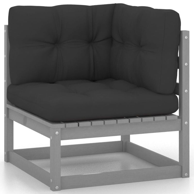 vidaXL-Set-Divani-da-Giardino-9-pz-Grigio-Cuscini-Massello-di-Pino