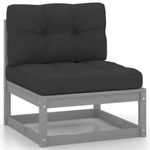 vidaXL-Set-Divani-da-Giardino-9-pz-Grigio-Cuscini-Massello-di-Pino