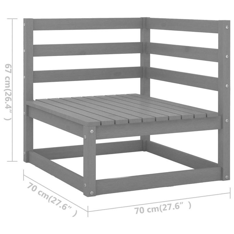 vidaXL-Set-Divani-da-Giardino-9-pz-Grigio-Cuscini-Massello-di-Pino