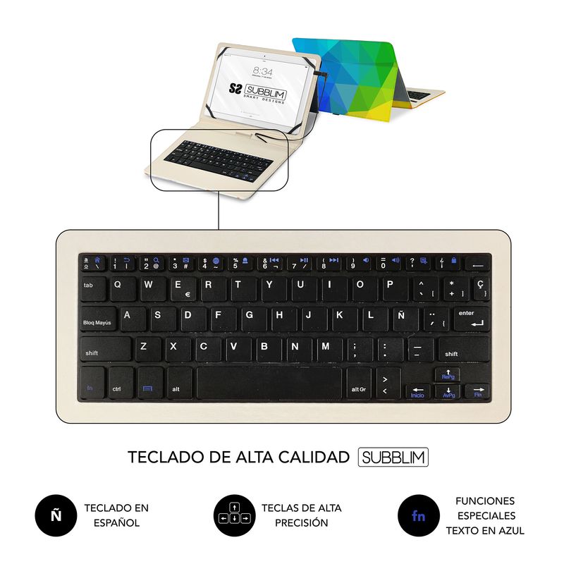 Subblim-Funda-para-Tablets-Android-con-Teclado-de-Cubierta-Duradera---Teclado-Integrado-en-Español---Teclas-Grandes-y-Es