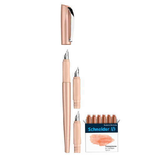 Set-penna-stilografica-Callissima-3-punte-intercamb.-fusto-albicocca-Schneider