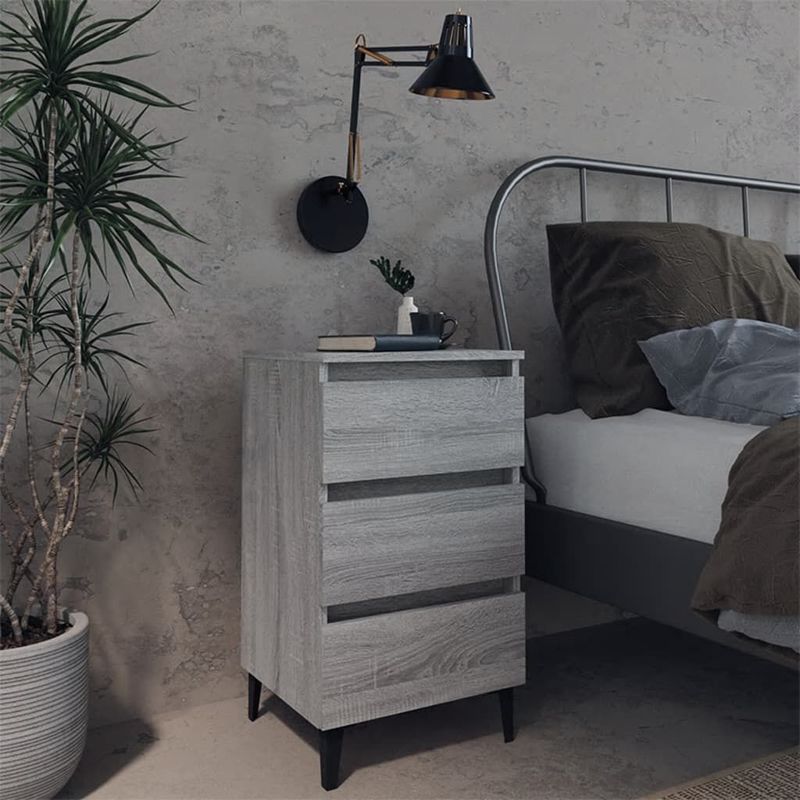 vidaXL-Comodino-con-Gambe-in-Metallo-Grigio-Sonoma-40x35x69-cm