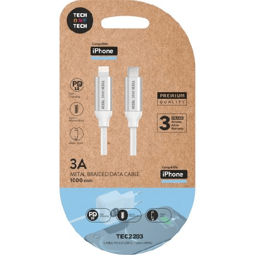 TechOnetech-Cable-USB--C-PD-3.0-Maschio-a-maschio-Luce-1M---rivestito-da-Nylon-intrecciato