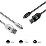 Subblim Pack di Cavi USB e Micro USB - Alta Velocità di Ricarica - Sincronizzazione Dati Fino a 480 Mbps - Fibra di Nylo