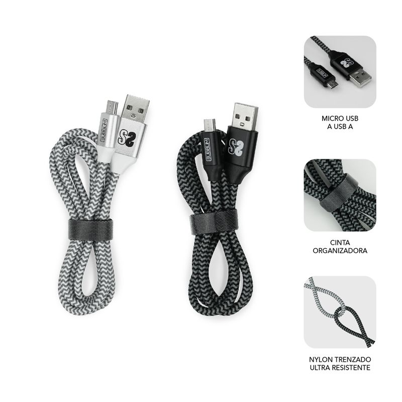 Subblim-Pack-de-Cables-USB-a-y-Micro-USB---Alta-Velocidad-de-Carga---Sincronizacion-de-Datos-hasta-480-Mbps---Fibra-de-N