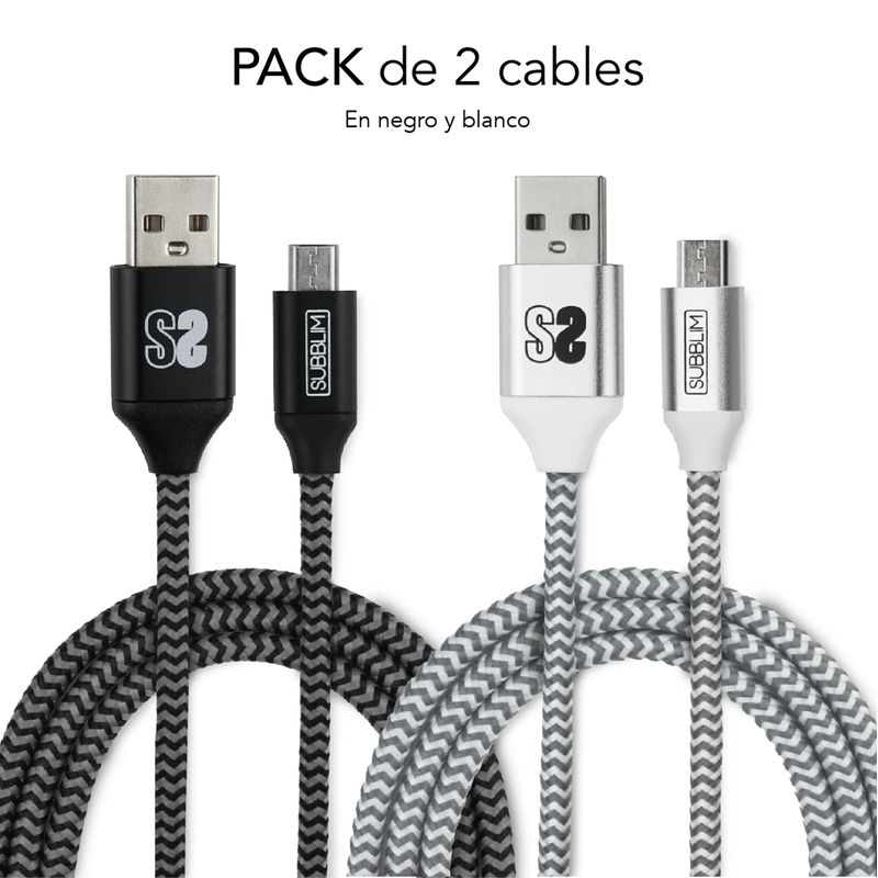 Subblim-Pack-de-Cables-USB-a-y-Micro-USB---Alta-Velocidad-de-Carga---Sincronizacion-de-Datos-hasta-480-Mbps---Fibra-de-N