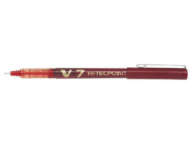 Penna-roller-Pilot-V7-HI-Tecpoint-a-inchiostro-liquido---Punta-ago-fine-07-mm---Corsa-05-mm---Colore-rosso