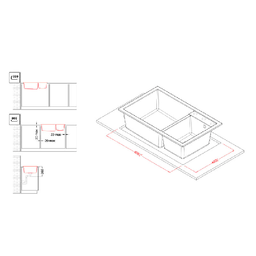 Elleci-Lavello-Incasso-2-vasche-815x50-Quadra-440-Granitek-Nero-LGQ44040