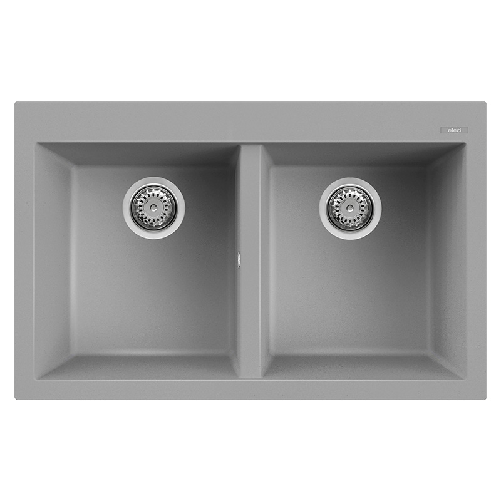 Elleci-Lavello-Incasso-2-vasche-79x50-Quadra-350-Keratek-Grigio-Light-Grey-LKQ35097
