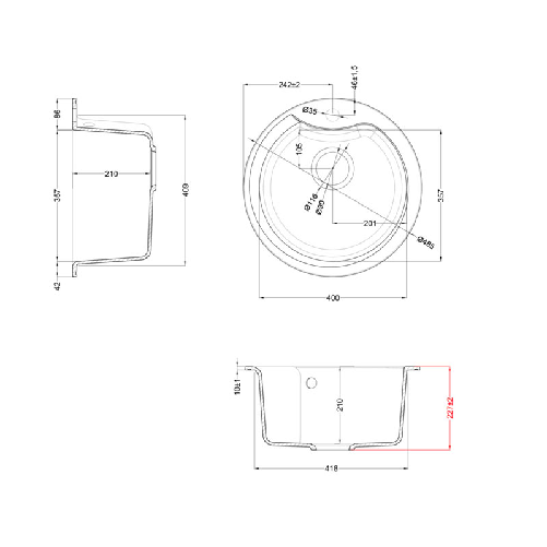 Elleci-Lavello-Tondo-da-incasso-Ego-Round-Granitek-Grigio-Tortora-LGEROU43