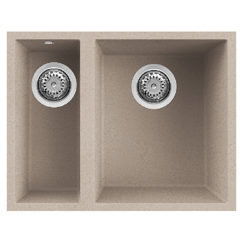 Elleci-Lavello-Incasso-2-vasche-56x44-Quadra-150-Sottotop-Granitek-Avena-LGQ15051BSO