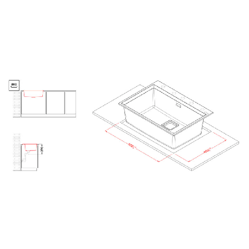 Elleci-Lavello-Incasso-1-vasca-70x50-Karisma-120-Granitek-Nero-LGK12040