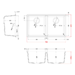 Elleci-Lavello-Incasso-2-vasche-76x435-Quadra-350-Sottotop-Granitek-Antracite-LGQ35059BSO