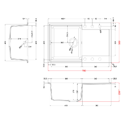 Elleci-Lavello-Incasso-1-vasca-79x50-Easy-300-Granitek-Grigio-Titanium-LMY30073