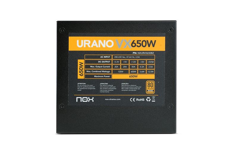 NOX-Urano-VX-650W-80-Plus-Bronze-Food-Fonte-650W-ATX-12V---PFC-attivo---PWM-silenzioso-120mm