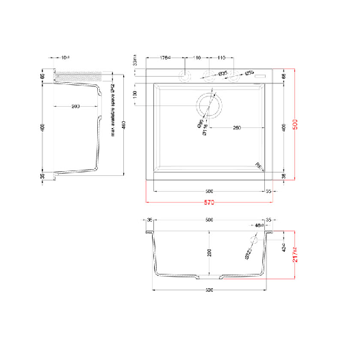 Elleci-Lavello-Incasso-1-vasca-57x50-Quadra-105-Keratek-Grigio-Dove-Grey-LKQ10593