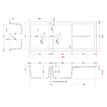 Elleci-Lavello-Incasso-2-vasche-116x50-Unico-500-Granitek-Grigio-Alumnium-LMU50079