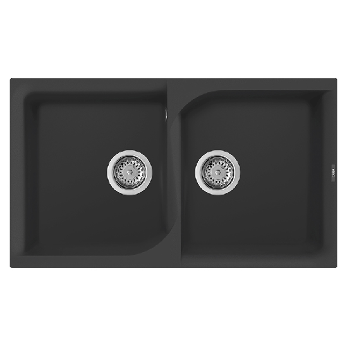 Elleci Lavello Incasso 2 vasche 86x50 Ego 450 Granitek Nero LGE45040