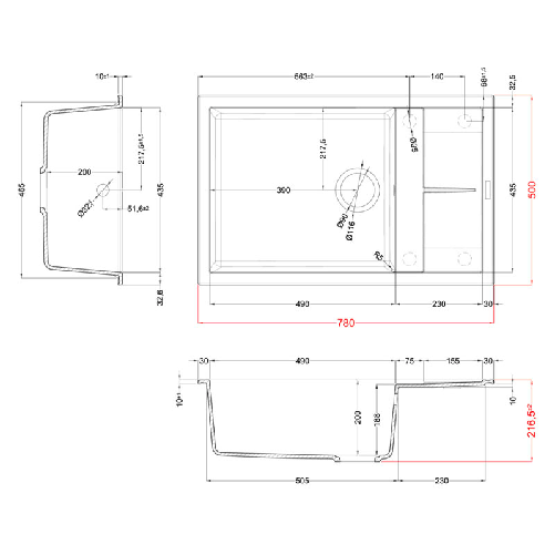 Elleci-Lavello-Incasso-1-vasca-78x50-Unico-310-Granitek-Grigio-Alumnium-LMU31079