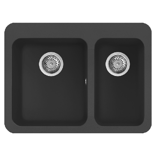Elleci-Lavello-Incasso-2-vasche-70x53-Fox-330-Granitek-Nero-LGF33040BTP