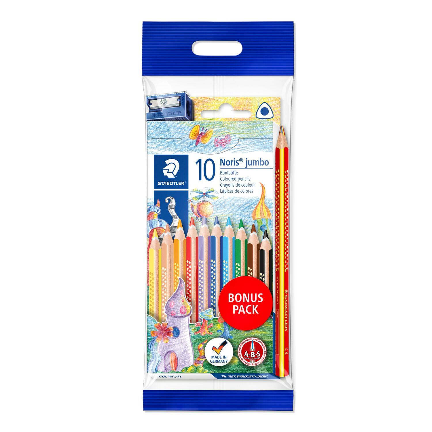 STAEDTLER Buntstift Noris Club triplus jumbo Bonus Pack dreieckig, MinenstÃ¤rke: 4,0 mm, mit Minenschutzmantel (ABS