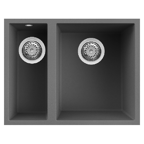 Elleci-Lavello-Incasso-2-vasche-56x44-Quadra-150-Sottotop-Keratek-Grigio-Dark-Grey-LKQ15099BSO