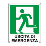 CARTELLO ALLUMINIO 25x31cm 'USCITA DI EMERGENZA A SX'